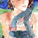 Obraz=kobieta w kawiarni lato Obraz=kobieta w kawiarni lato