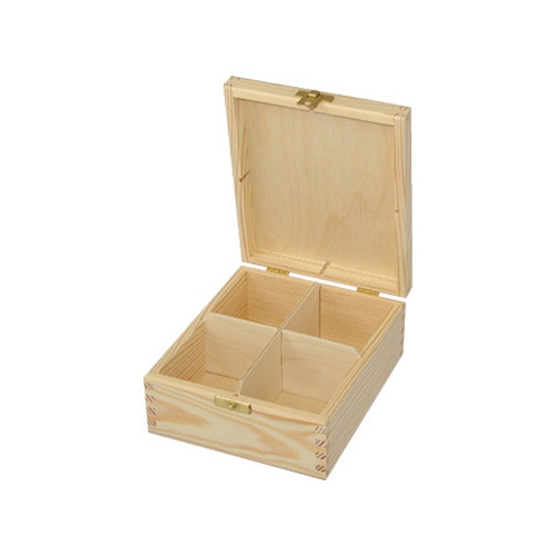 4 compartments wooden tea box