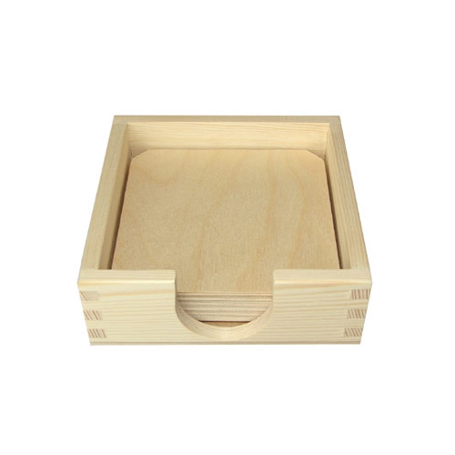 Drewniane pudełko na podkładki 6 podkładek