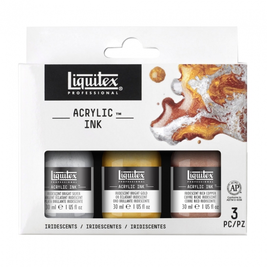 Liquitex set of 3 acrylic inks 30ml iridescents