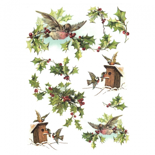 Decoupage paper soft A4 ITD S181 holly birds