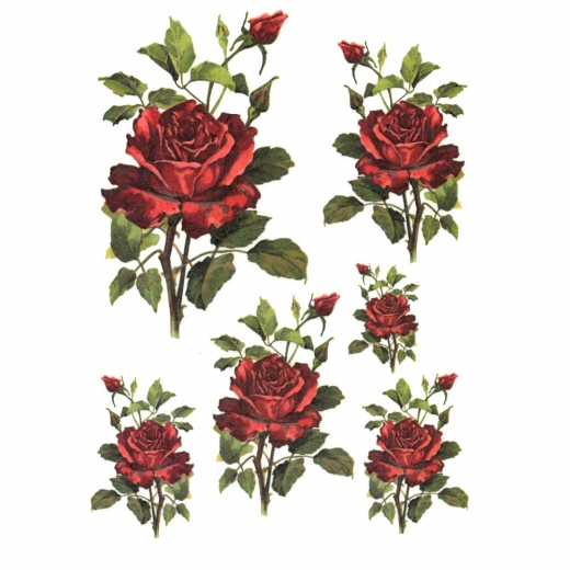 Rice decoupage paper red roses A4 ITD R170