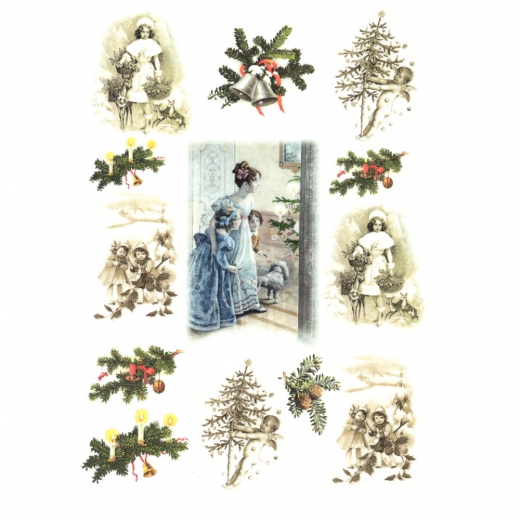 Rice decoupage paper christmas headpieces A4 ITD R198