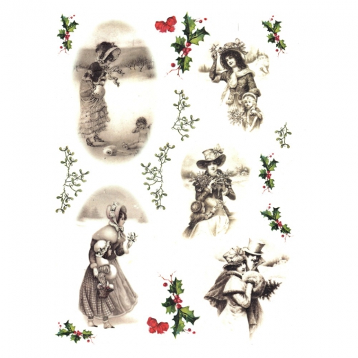Rice decoupage paper vintage holly A4 ITD R199