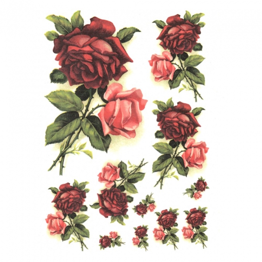 Rice decoupage paper roses A4 ITD R219