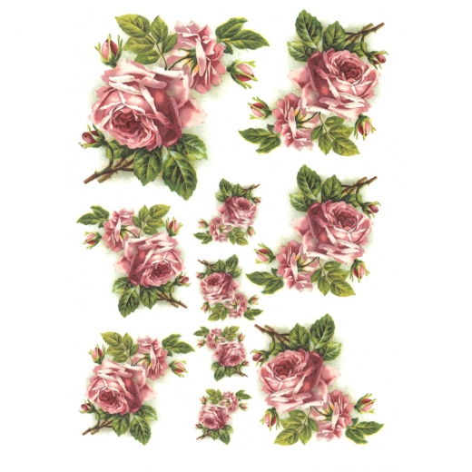 Rice decoupage paper roses A4 ITD R222