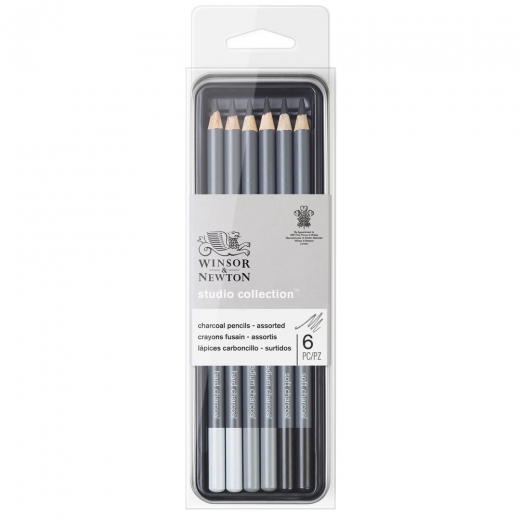Winsor&Newton studio collection zestaw 6 ołówków z węgla drzewnego