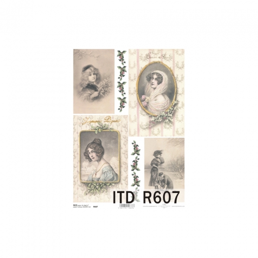 Papier ryżowy do decoupage retro portrety A4 ITD R607