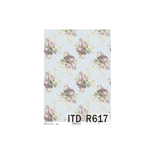 Papier ryżowy do decoupage róże kropki A4 ITD R617