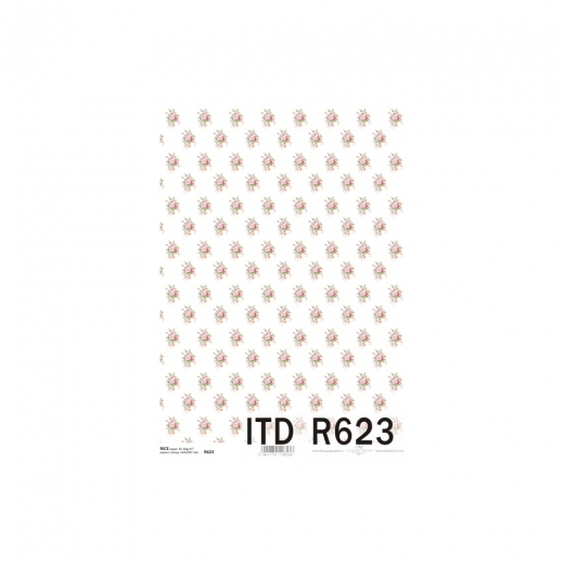Papier ryżowy do decoupage różyczki A4 ITD R623