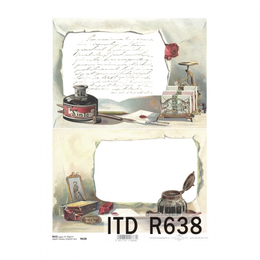 Papier ryżowy do decoupage vintage list A4 ITD R638