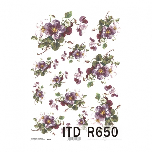 Papier ryżowy do decoupage kwiaty A4 ITD R650