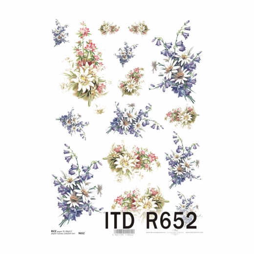 Rice decoupage paper flowers A4 ITD R652