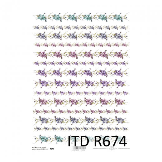 Papier ryżowy do decoupage kwiatki A4 ITD R674