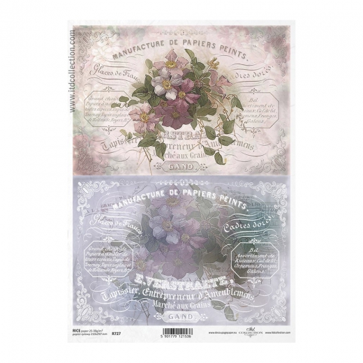 Rice paper for decoupage vintage flowers A4 ITD R727