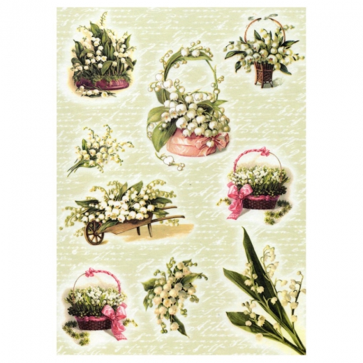 Rice decoupage paper lily of the valley flowers A4 ITD R358