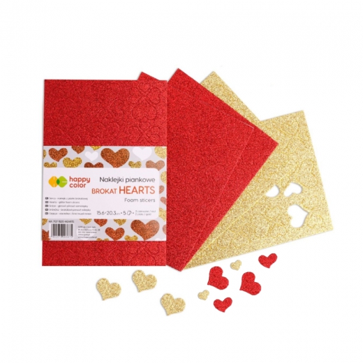 Happy Color stickers glitter hearts 5 sheets A5 3 red 2 gold