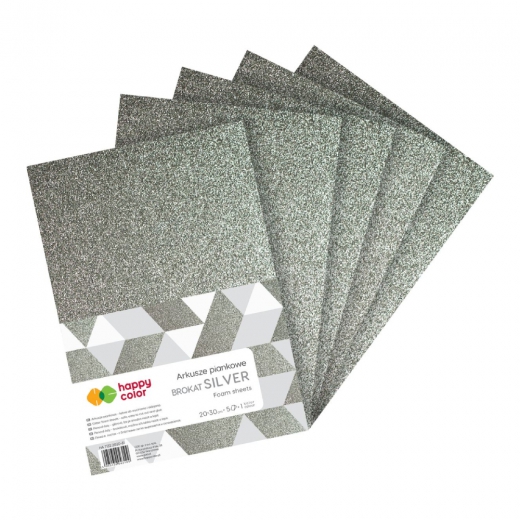 Happy Color silver glitter foam sheets A4 5 sheets