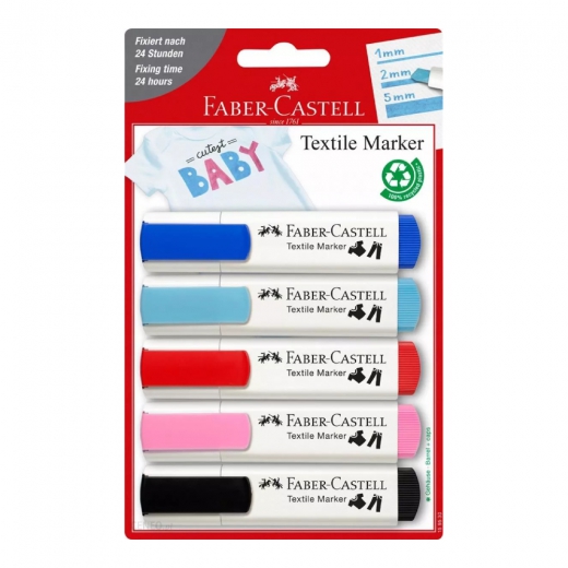 Faber-Castell zestaw 5 markerów do tkanin baby shower blister