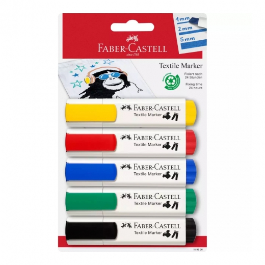 Faber-Castell zestaw 5 markerów do tkanin podstawowe kolory blister