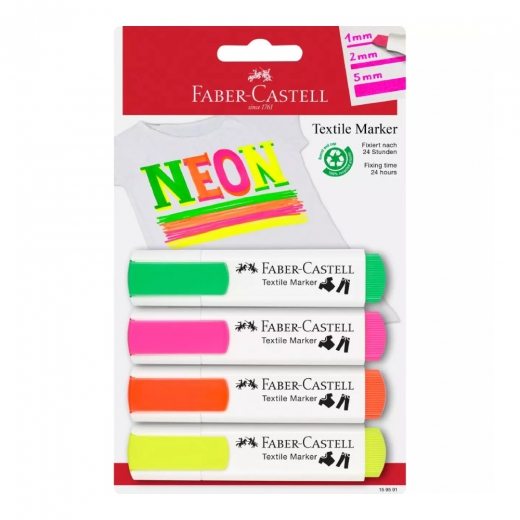 Faber-Castell zestaw 4 markerów do tkanin neon blister