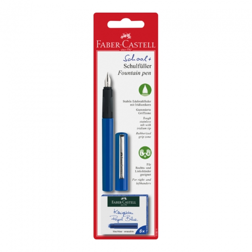Faber-Castell school fountain pen blue + 6 rounds