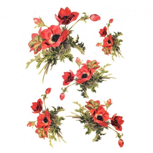 Rice decoupage paper red poppies A4 ITD R391