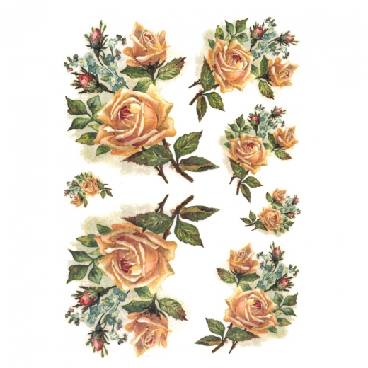 Rice decoupage paper flowers roses A4 ITD R251