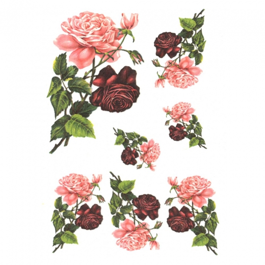 Rice decoupage paper roses A4 ITD R253