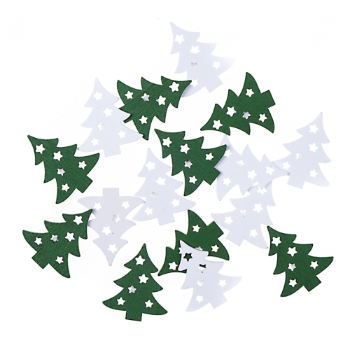 DP Craft self-adhesive wood Christmas tree shapes, 16 pcs, white and green