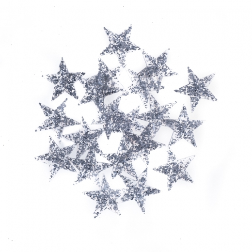 DP Craft self-adhesive stars with glitter 3.1cm, 20 pcs, silver