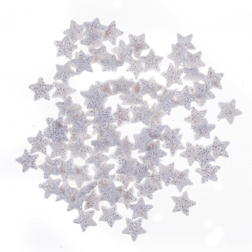 DP Craft stars with glitter 1,1 cm 96 pcs white