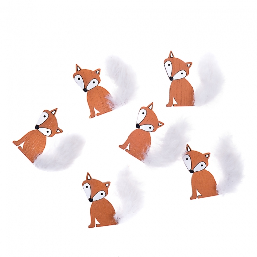 DP Craft wood shapes foxes with fur self-adhesive 6 pcs