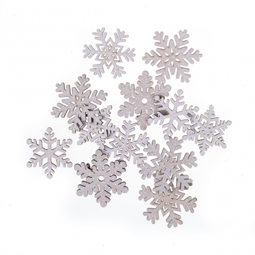 DP Craft shapes of wood snowflakes with glitter 12 pcs white