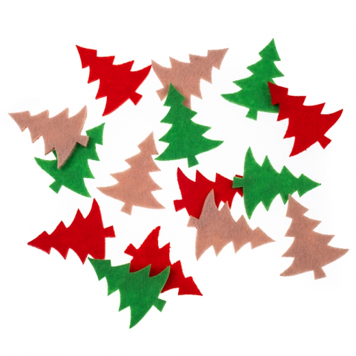 DP Craft felt Christmas tree stickers, 15 pcs red green and beige