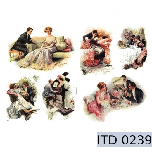 Retro decoupage paper with lovers 996-0239 / A3