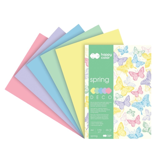 Blok Happy Color deco spring 5 kolorów A4 170 g 20 ark