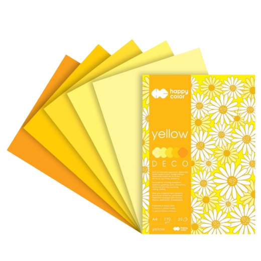 Blok Happy Color deco yellow 5 kolorów A4 170 g 20 ark