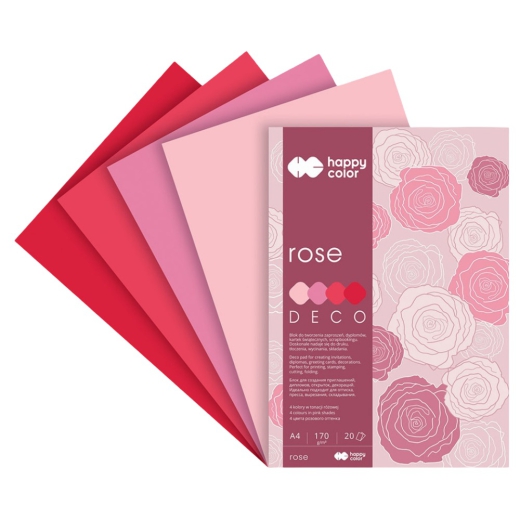 Blok Happy Color deco rose 4 kolory A4 170 g 20 ark