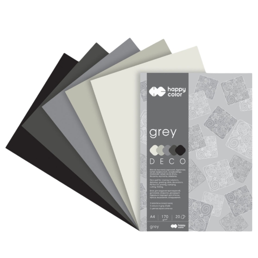 Blok Happy Color deco grey 5 kolorów A4 170 g 20 ark