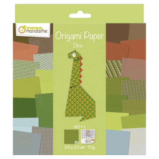 Avenue mandarine dino papier do origami 20x20 60k 70g