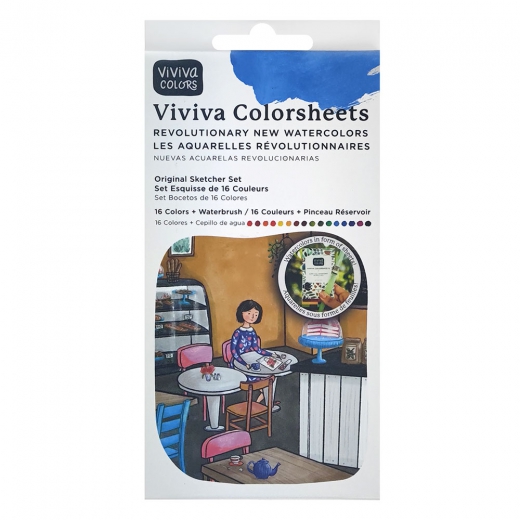 Viviva Colors orginal sketcher akwarele w książce 16 kolorów z pędzelkiem pisakowym