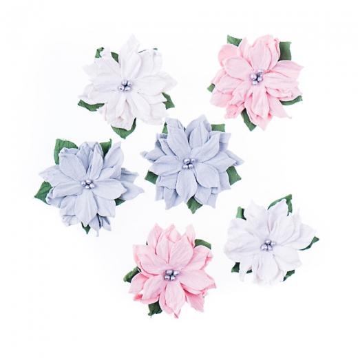 DP Craft poinsettia paper flower frosty pastels 5cm 6pcs