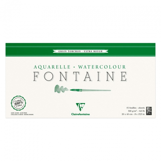 Blok Clairefontaine akwarelowy fontaine torchon 20x40cm 300g 15ark