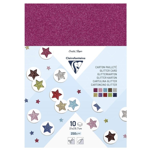Clairefontaine glitter card 21x29,70cm 10 sheets