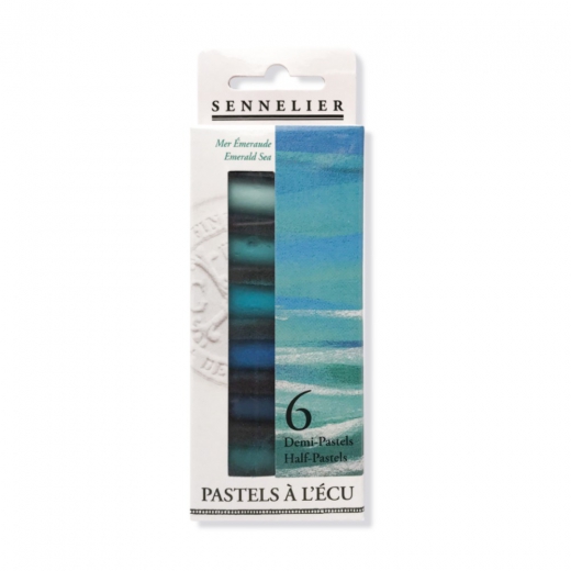 Sennelier emerald sea zestaw 6 suchych pasteli połówki sztyftów