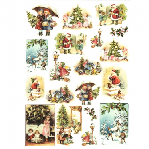 Decoupage paper soft A4 ITD S189 children santa christmas tree