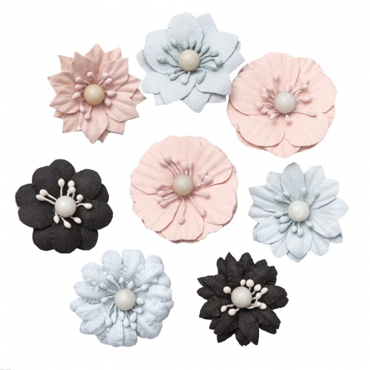 DP Craft paper flowers pastel and black 12pcs