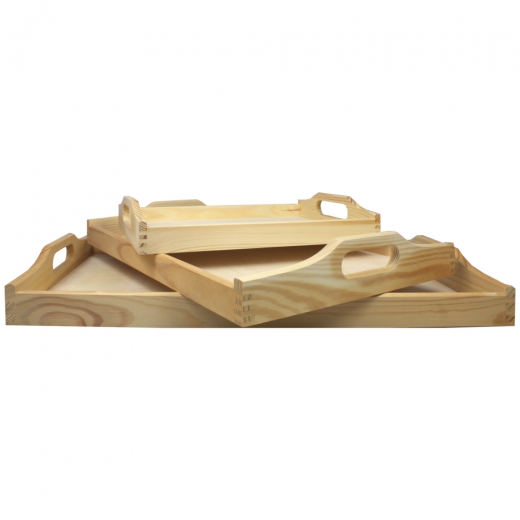 Set of wooden trays