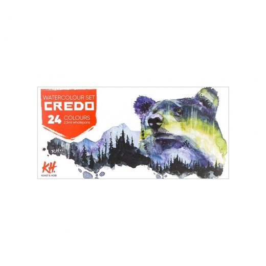 Credo set of 24 watercolors in a cube, cardboard packaging